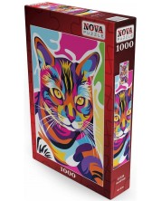 Пъзел Nova puzzle от 1000 части - Многоцветна котка